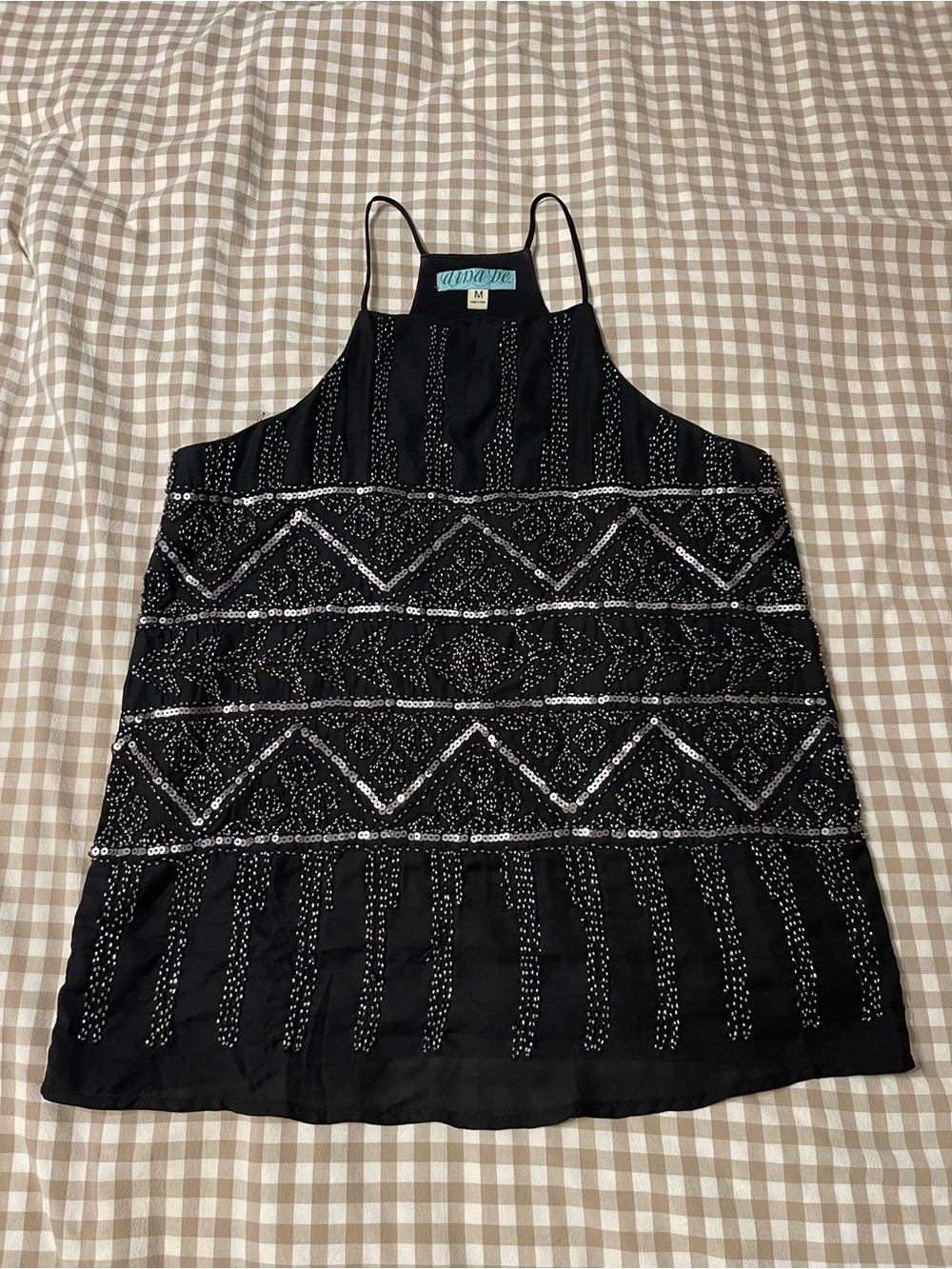 Francesca’s Black Sequin High-Neck Camisole